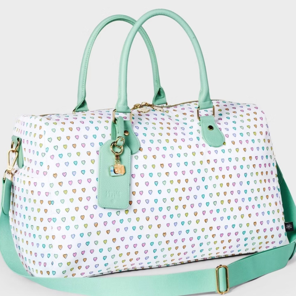 Disco Hearts Wave Softside Duffel Bag White/Teal - Roller Rabbit x Target